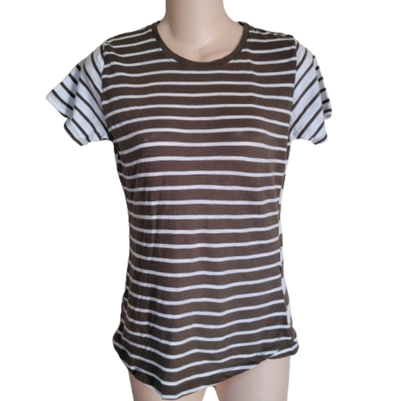 Cotton On Tops - Cotton On The One Crew Neck Olive White Stripe T-shirt Size Women's XS